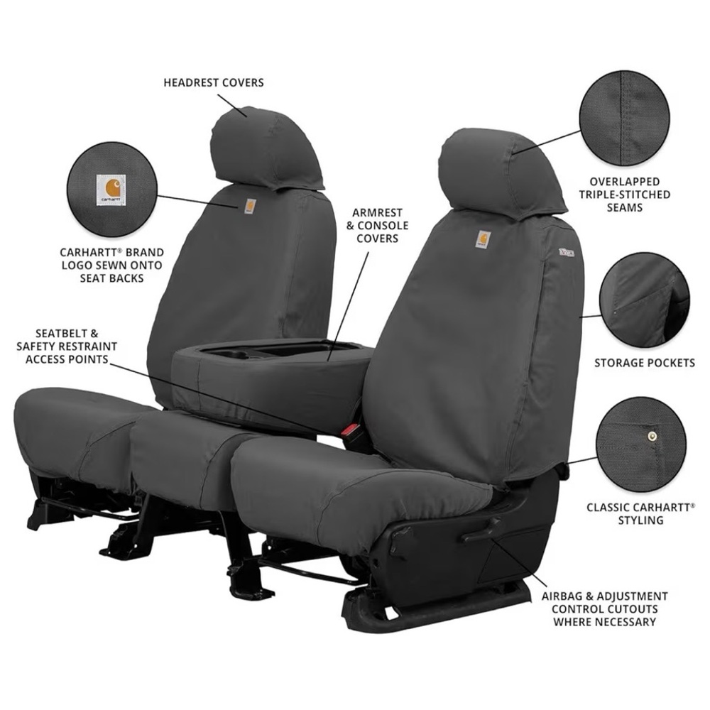 Carhartt GREY Seat Saver Seat Covers Set- 17-22 Dodge Ram-NWT - Picture 6 of 9
